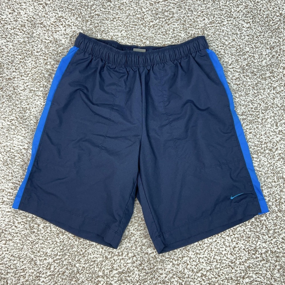 Nike Shoruts Mens Medium Blue Colorblock Mesh Lined Drawstring Workout Sports